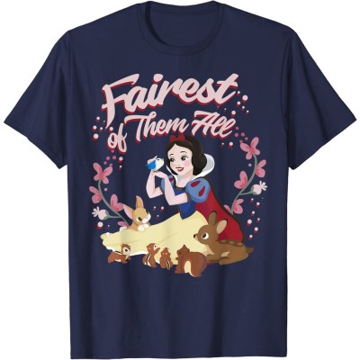 Cartoon Snow White and the Seven Dwarfs graphic cotton O-neck T-shirt for men